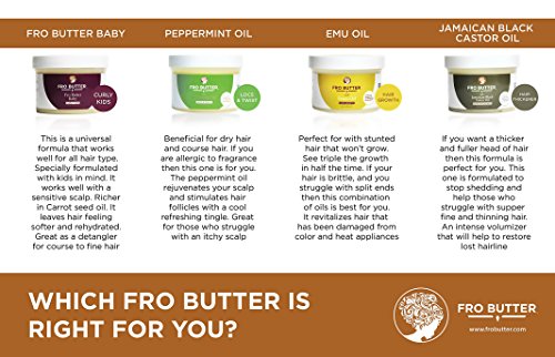 Fro Butter Emu Oil Hair Growth Treatment | Shea Butter, Virgin Coconut & Lavender Oil, Pumpkin Seeds & Nourishing Extracts | For Fast Hair Restoration, Split Ends, Damaged & Brittle Hair, Men & Women - Duafe Beauty Collective