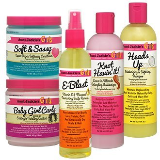 Aunt Jackie’s 5-Pc Hair Set – Heads Up Shampoo + Soft & Sassy Conditioner + Knot Havin’ It! Moisturizer + Baby Girl Curls Custard + E-Blast Scalp Remedy - Duafe Beauty Collective