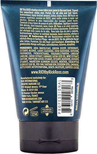 RICH by Rick Ross Luxury Shaving Cream For Men - Smooth Shave with Less Irritation - Gently Scented - Sulfate, Paraben & Mineral Oil Free, 5 Fluid Ounces