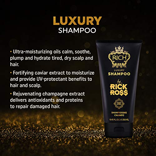 RICH by Rick Ross Luxury Shampoo for Men with All Hair Types - Clean, Soften & Moisturize Dry & Damaged Hair – Sulfate, Paraben & Mineral Oil Free, 8.45 Fl oz
