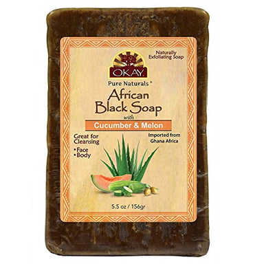 OKAY African Black Soap Cucumber & Melon, Cucumber & Melon, 5.5 Ounce - Duafe Beauty Collective
