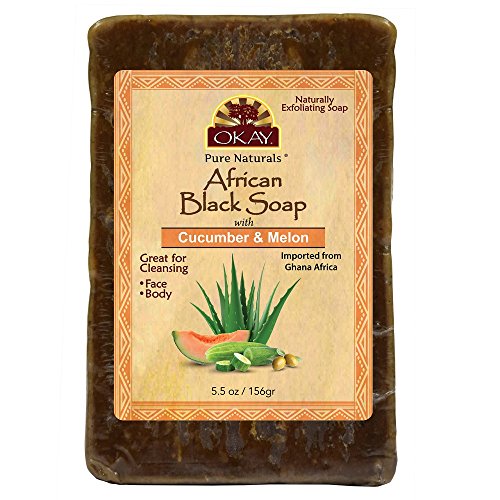 OKAY African Black Soap Cucumber & Melon, Cucumber & Melon, 5.5 Ounce - Duafe Beauty Collective