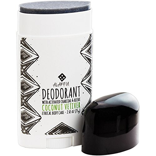 Alaffia - Coconut Reishi - Activated Charcoal Deodorant, Coconut Vetiver, 2 Ounces - Duafe Beauty Collective