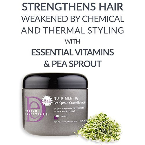 Design Essentials Nutriment Rx w/Pea Sprout, Daily Moisturizing Creme Hairdress for Weak, Damaged Hair from Thermal Styling or Chemical Treatments-4oz. - Duafe Beauty Collective