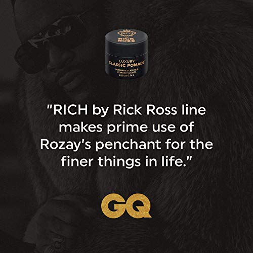 RICH by Rick Ross Luxury Classic Pomade for Men with All Hair Types - Hydrating & Moisturizing - High Shine, Medium Hold, Frizz Control, Gently Scented, 2.6 OZ