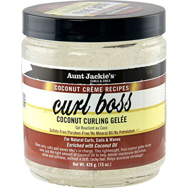 Aunt Jackie's Coconut Crème Recipes Curl Boss, Curling Gel, Curls without Weighing Hair Down, 15 Ounce Jar - Duafe Beauty Collective