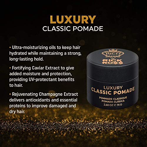 RICH by Rick Ross Luxury Classic Pomade for Men with All Hair Types - Hydrating & Moisturizing - High Shine, Medium Hold, Frizz Control, Gently Scented, 2.6 OZ