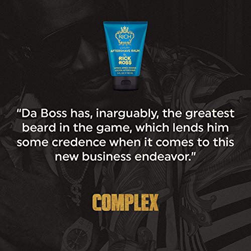 RICH by Rick Ross Luxury Aftershave Balm for Men with All Skin Types - Premium Aftershave Lotion - Soothes, Moisturizes & Calms Face to Prevent Razor Burns, 5 Fluid Ounces