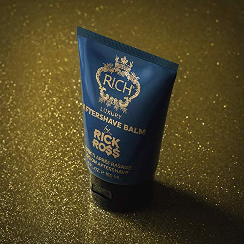 RICH by Rick Ross Luxury Aftershave Balm for Men with All Skin Types - Premium Aftershave Lotion - Soothes, Moisturizes & Calms Face to Prevent Razor Burns, 5 Fluid Ounces