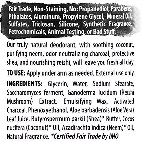Alaffia - Coconut Reishi - Activated Charcoal Deodorant, Coconut Vetiver, 2 Ounces - Duafe Beauty Collective