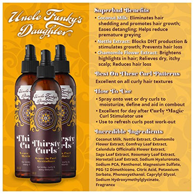 Uncle Funky's Daughter Thirsty Curls Leave-in Curl Revitalizer, 8 oz - Duafe Beauty Collective