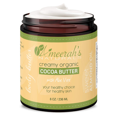 8 oz Organic Cocoa Body Butter & Sweet Almond Oil with Aloe Vera & Vitamin E | Body Moisturizer Cream - Unscented - Duafe Beauty Collective