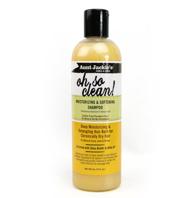 Aunt Jackie's Oh So Clean Lather-rich Deep Moisturizing Shampoo, Revives Fragile, Dry Hair, Enriched with Coconut Oil, Shea Butter and Extra Virgin Olive Oil, 12 Ounce Bottle - Duafe Beauty Collective